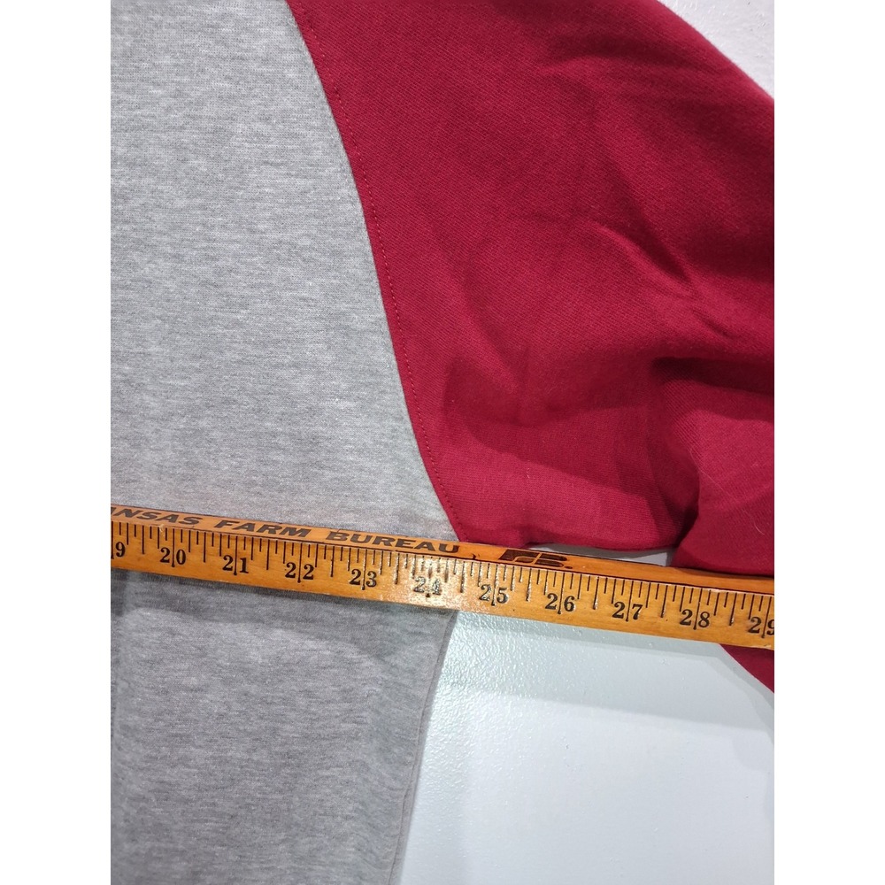 Fanatics Oklahoma Sooners Raglan Hoodie Mens XLT Grey Crimson Distressed OU Logo - Picture 5 of 6